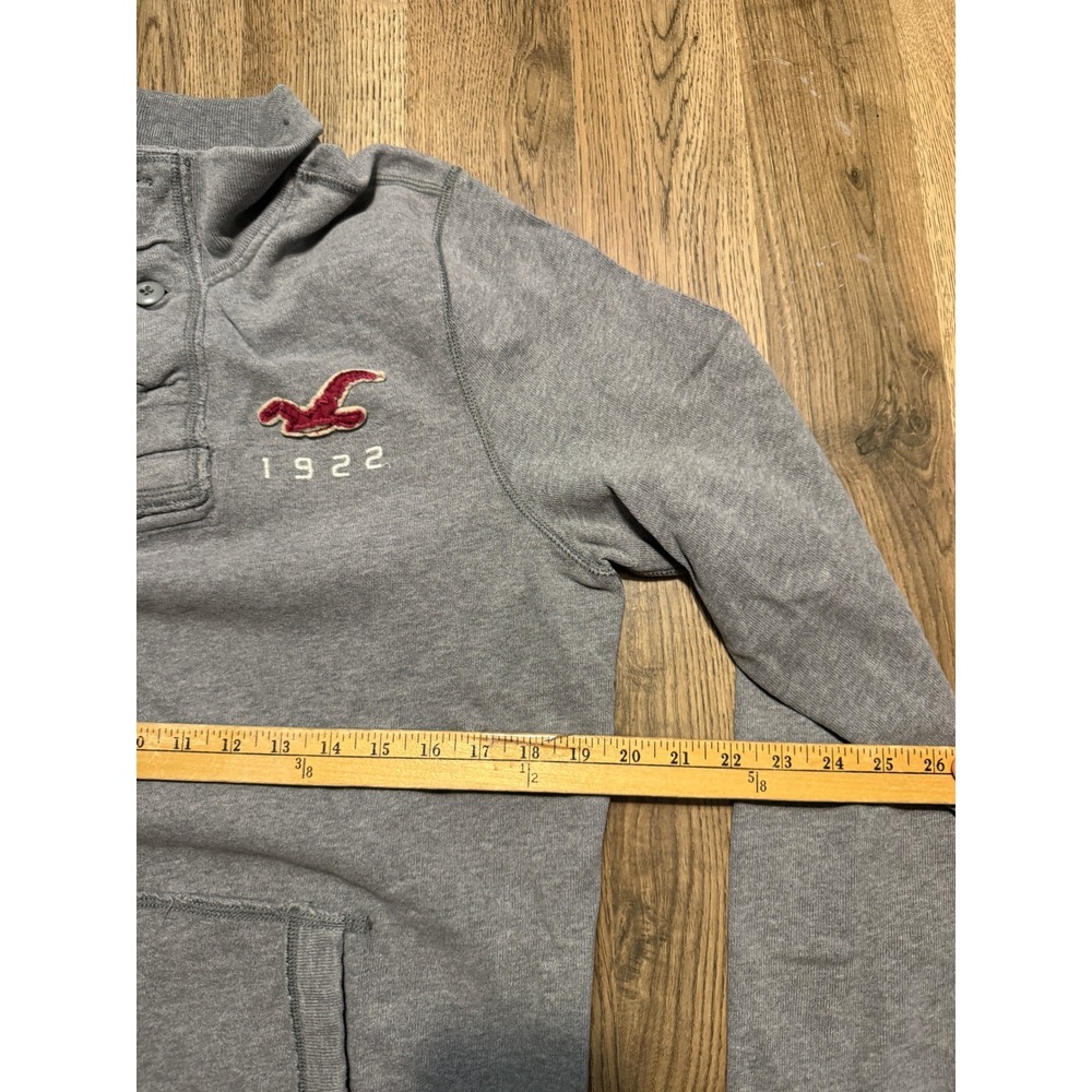 Hollister Shirts Mens Size XL Gray Sweatshirt Quarter Button Mock Neck Logo - Picture 7 of 9